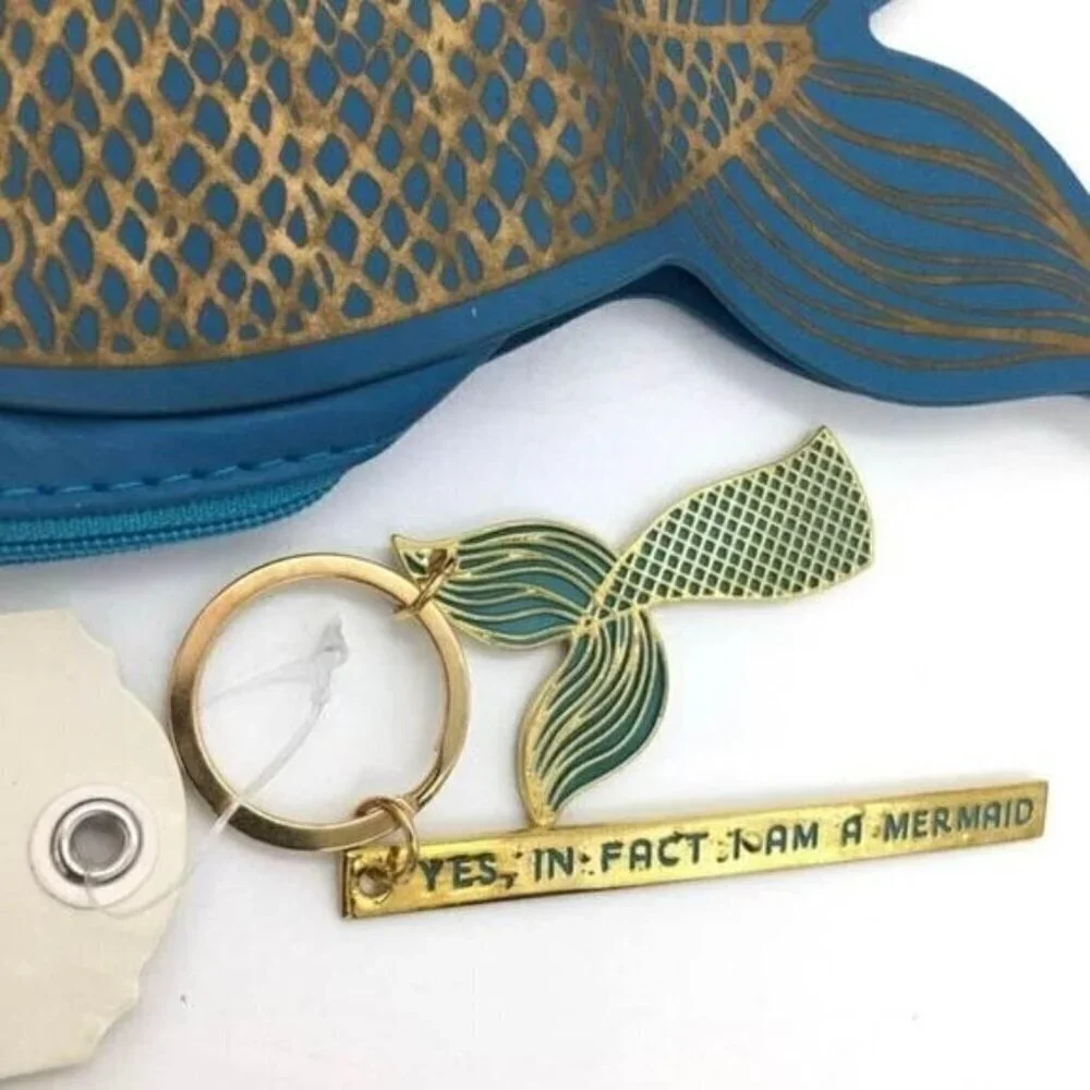 Mermaid Pouch & Matching Mermaid Keychain NEW Gift Set C.R. Gibson